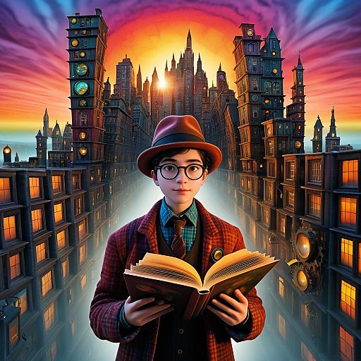Whimsical Detective in a Steampunk City Whimsical Detective in a Steampunk City