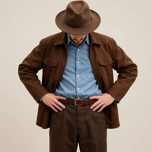 Man in Brown Jacket and Hat