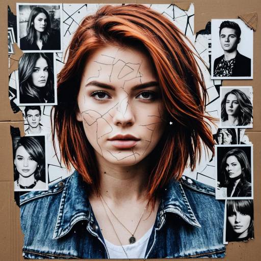 Auburn Haired Woman Collage Portrait