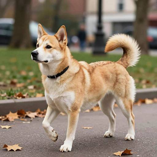 Alert Dog in Urban Park Scene