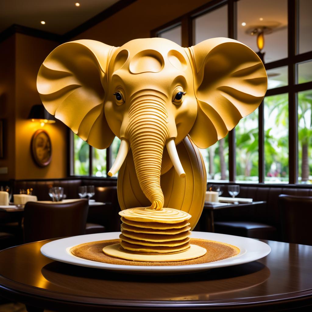 Surreal Pancake Elephant Sculpture in Gallery