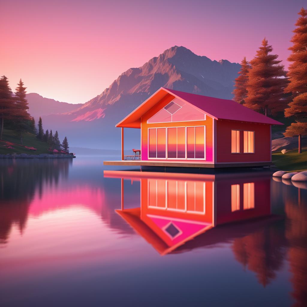 Tranquil Cabin by Serene Twilight Lake