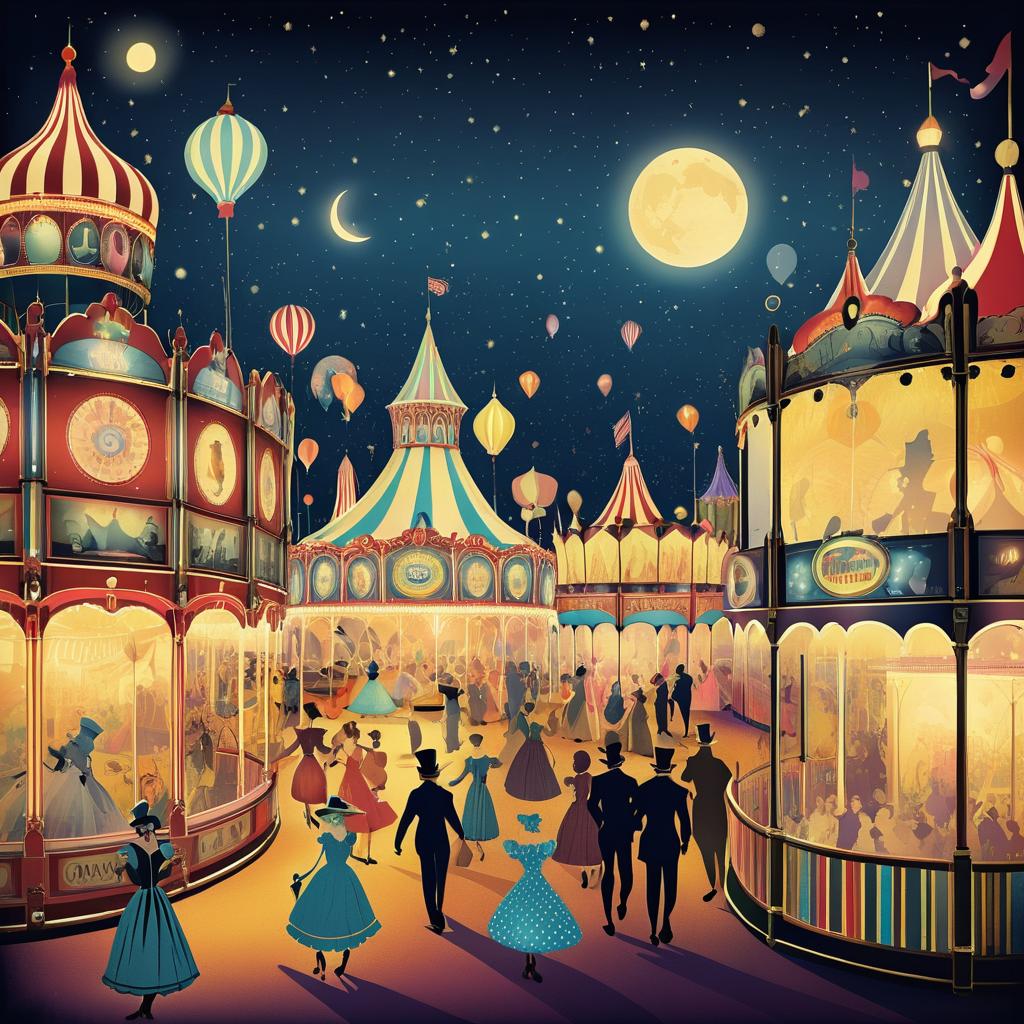 Nostalgic Vintage Carnival Under Moonlight