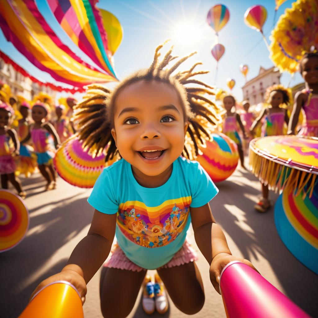 Child's Perspective at a Vibrant Carnival