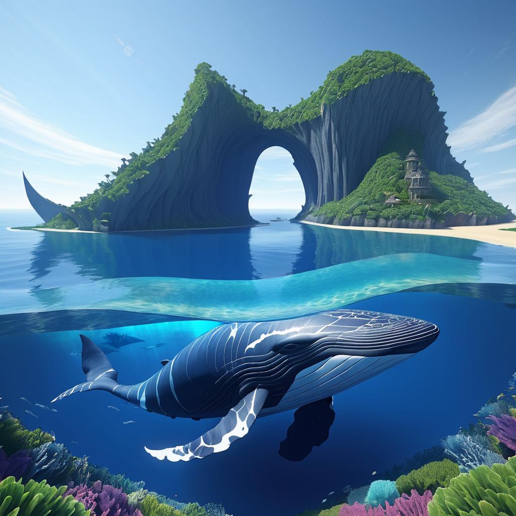 Whale Island in a Mystical Ocean