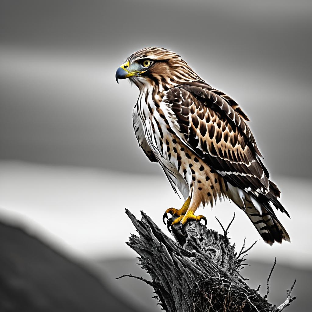 Hawk on Barren Tree: A Majestic Watcher