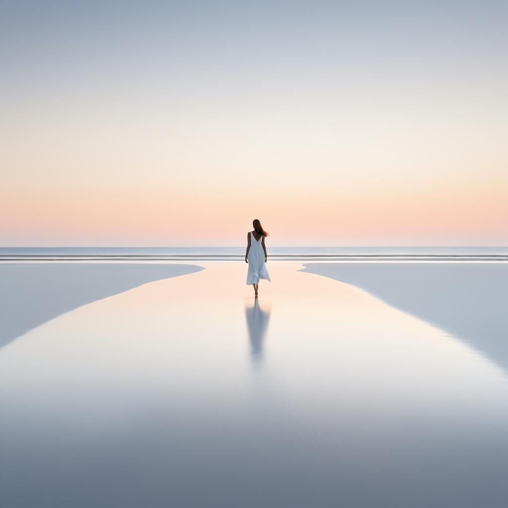 Serene Sunset Walk on Quiet Beach