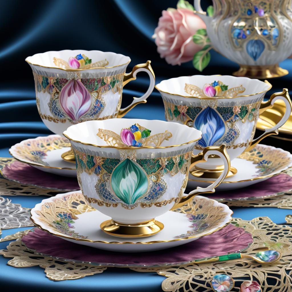 Whimsical Teacups in Morris Style