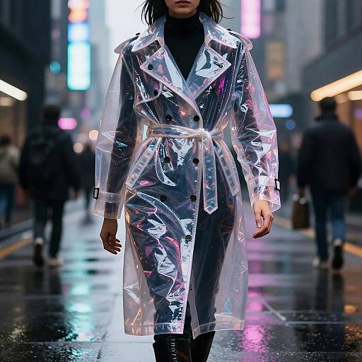 Glossy PVC Trench Coat Cyberpunk Fashion