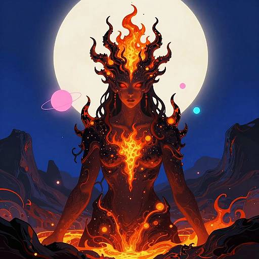 Fiery Elemental in Volcanic Cave