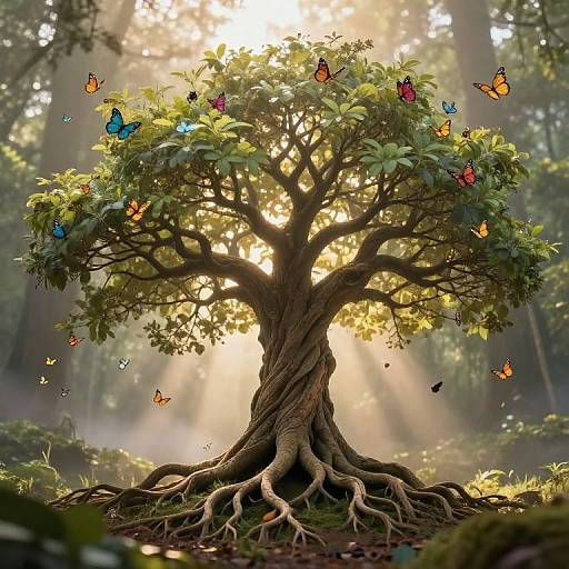 Radiant Tree of Life in Mystic Forest