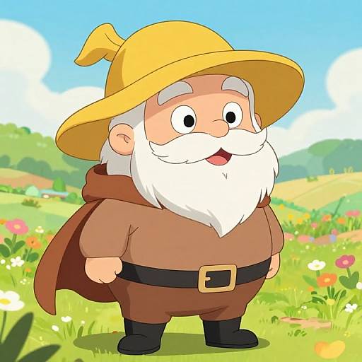 Cheerful Cartoon Bearded Character