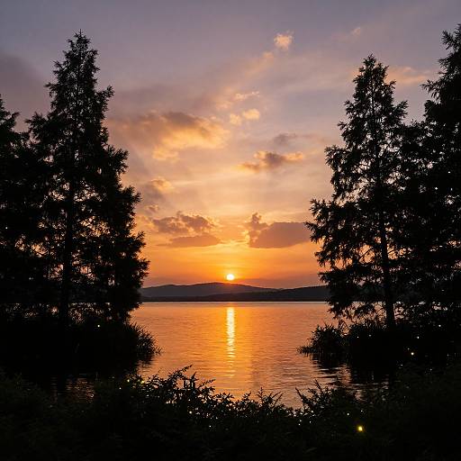 Tranquil Sunset Over Calm Lake