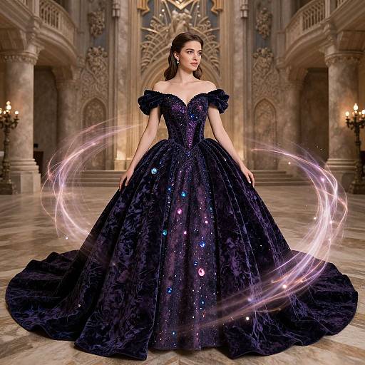 Elegant Jewel-Toned Fantasy Gown