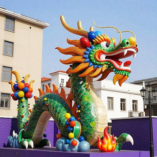 Vibrant Oversized Dragon Sculpture