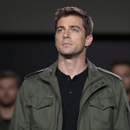 Dramatic Portrait of Military-Style Man