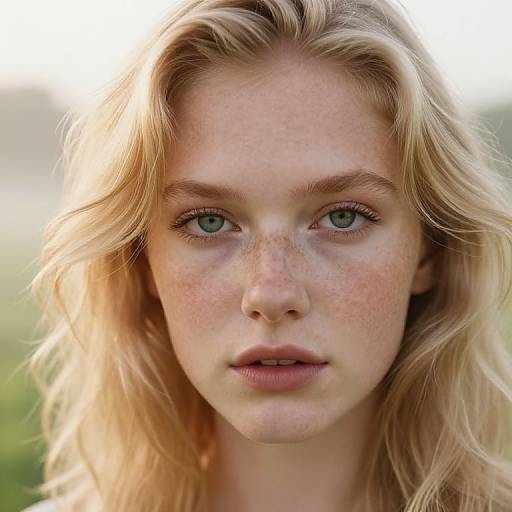 Sunlit Blonde with Freckles Close-Up