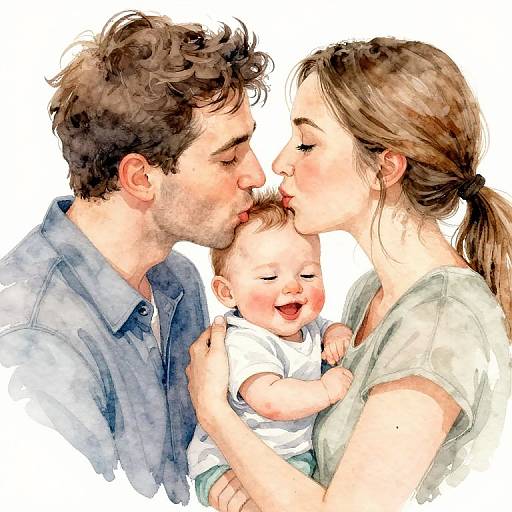 Tender Family Moment Watercolor