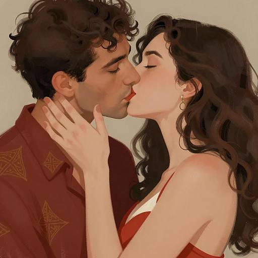 Romantic Couple Kissing Illustration