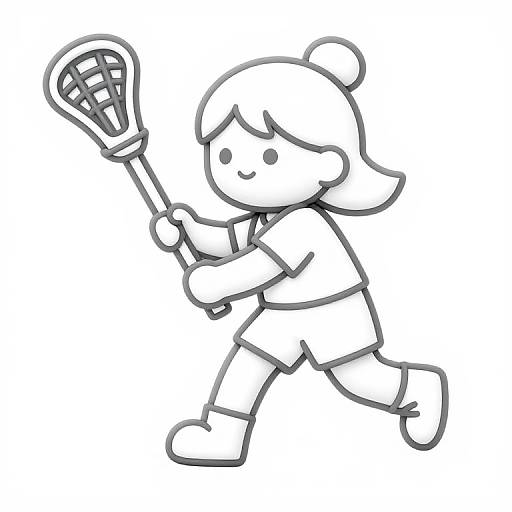 Simple Lacrosse Girl Coloring Page