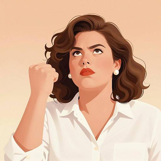 Determined Woman Raising Fist Illustration