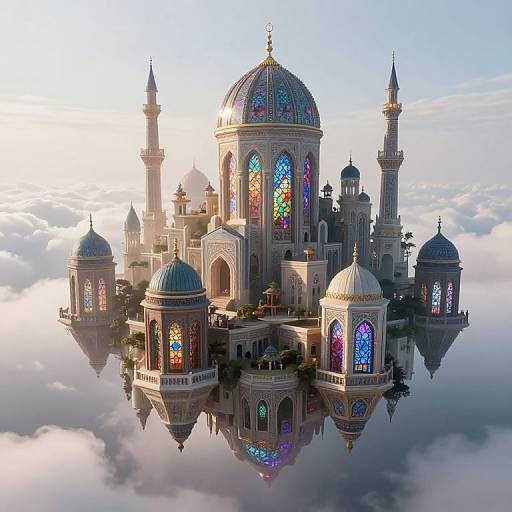 Enchanted Floating Cityscape in Clouds