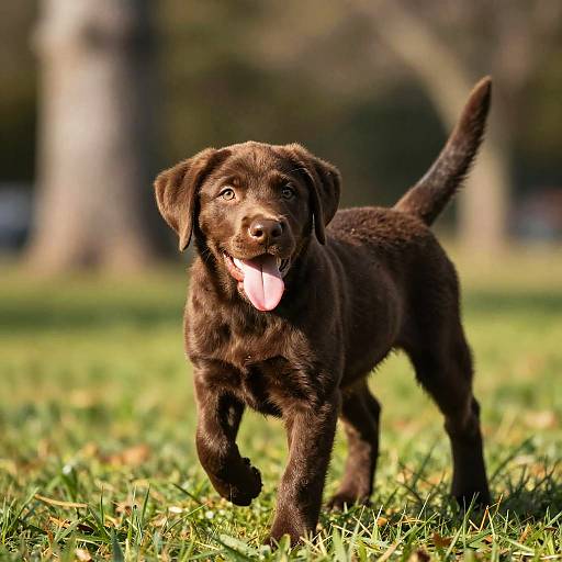 Playful Chocolate Labrador Puppy Portrait