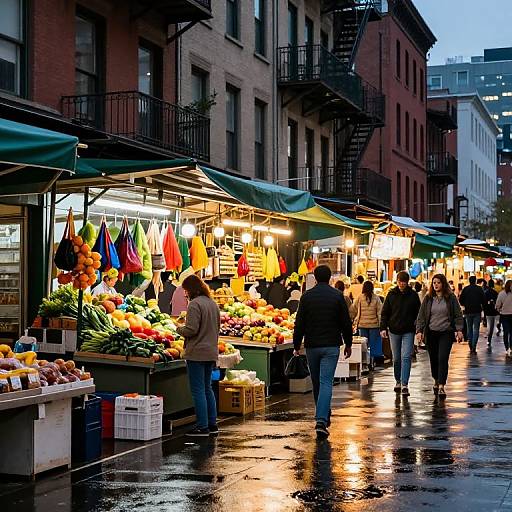 Vibrant Urban Street Market at Dusk