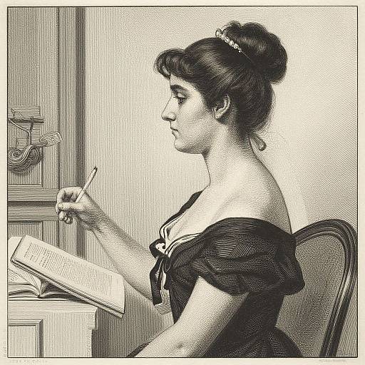 Elegant Woman in Etching Profile