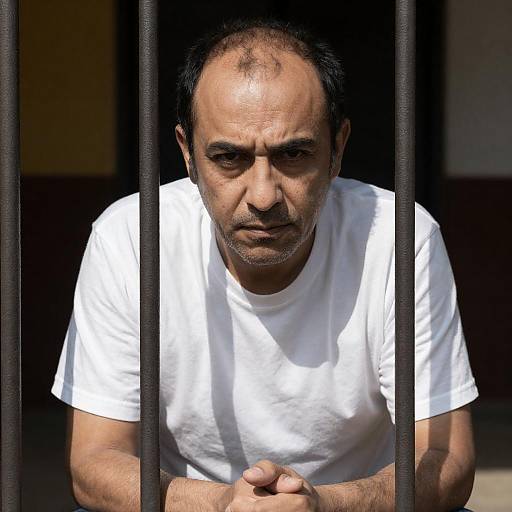 Intense Portrait of a Man Behind Bars
