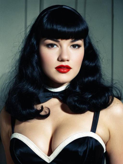 Woman in Bettie Page Hairstyle and Costume