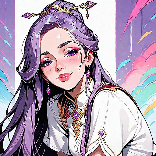 Purple-Haired Character with Heart Pupils