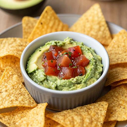 Corn Chips with Salsa and Avocado Dip