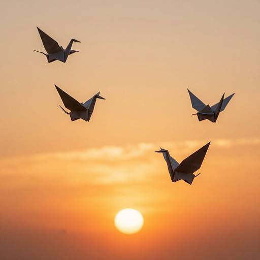 Origami Cranes at Sunset