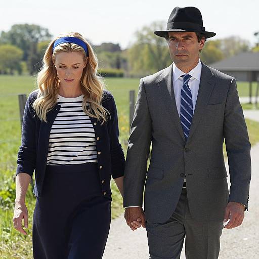 Couple Strolling Through a Sunny Field