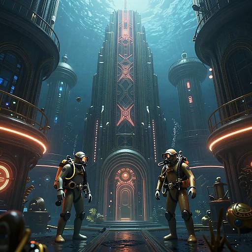 Bioshock-Inspired Underwater Cityscape