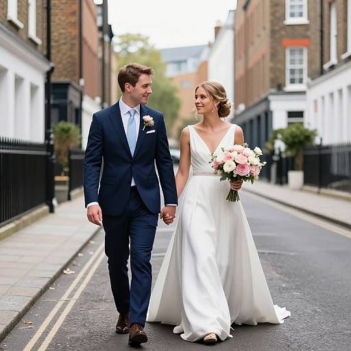 Wedding Couple Strolling Shoreditch Street