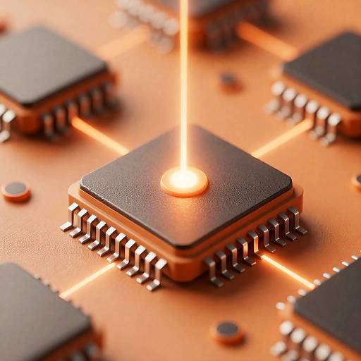 Cinematic Orange Computer Chip Closeups