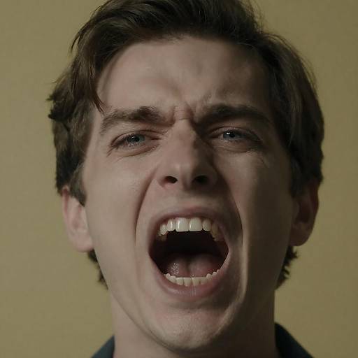 Intense Close-Up of a Screaming Man