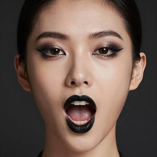 Close-up of Woman with Black Artistic Makeup