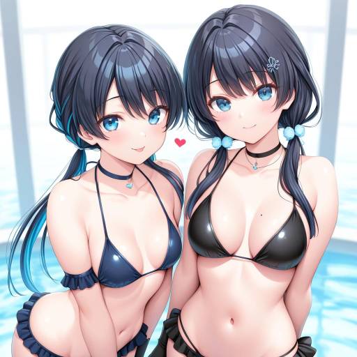 Cheerful Girls in Colorful Swimsuits