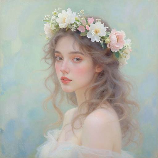 Ethereal Woman with Floral Crown