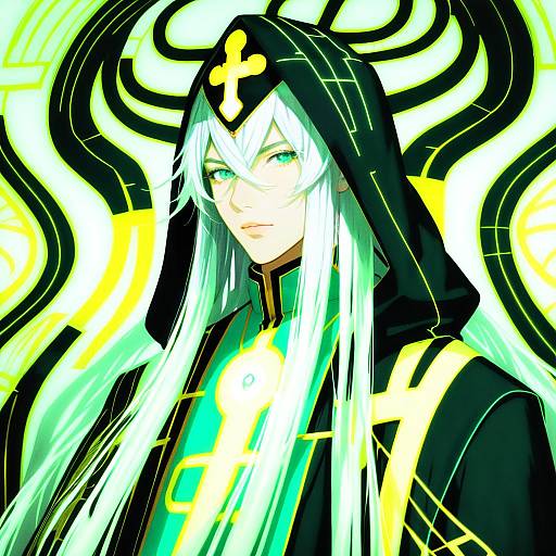 Illustration of Asclepius (fate), fate (series) in the style of Aumann