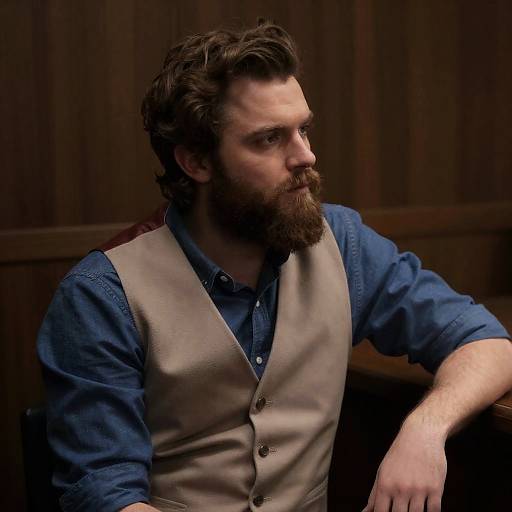 Candid Portrait of a Focused Bearded Man