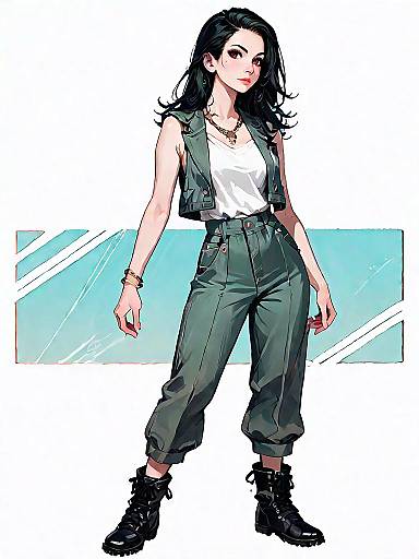 Casual Chic Woman in Olive Green Trousers