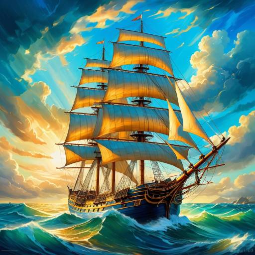 Sailing Ship at Sunset