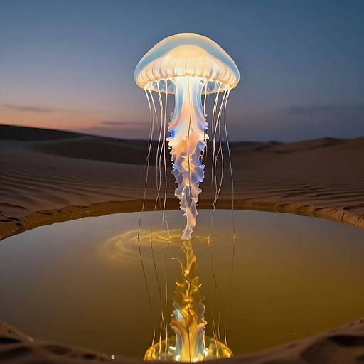Luminous Colossal Jellyfish Over Desert