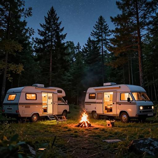 Cozy Campfire Twilight Forest Scene