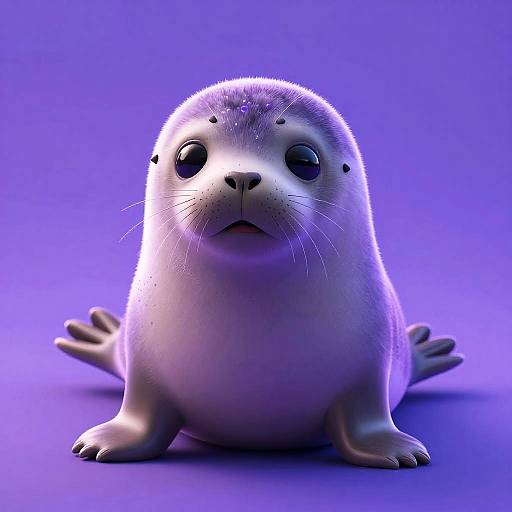 Radiant Glowing Purple Anime Seal Pup