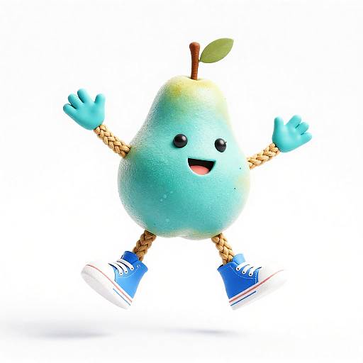 Whimsical Teal Pear Character